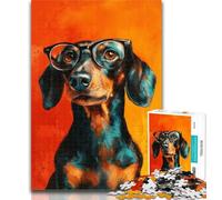 Puzzles for Adults Dachshund Wearing Glasses 1000 Piece Jigsaw Puzzles for Adults,Family Game Birthday Gifts.Challenge High Difficulty 26x38cm