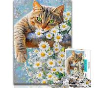 Puzzles for Adults Daisy And Cat 1000 Piece Jigsaw Puzzles for Teenagers,Toys Educational Games Stress Relieving Enhance Love between Couples 50x75cm