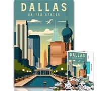 Puzzles for Adults Dallas Texas United States 1000 Piece Jigsaw Puzzle for Adults Teens,Birthday Present, Gifts, Wall Art for And Age 14 Years Up 75x50cm