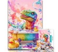 Puzzles for Adults Dinosaur Taking A Bath 1000 Piece Jigsaw Puzzles for Teenagers Gifts,Toys Educational Games Stress Relieving Wall Decoration 26x38cm