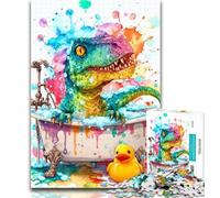 Puzzles for Adults Dinosaur Taking A Bath Adult Jigsaws 1000 Pieces Difficult,Toys Educational Games Stress Relieving Artists Collection, Fine Art 50x75cm