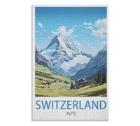 puzzles for adults, family puzzle game birthday gifts, Switzerland Alps，Adults 1000 Piece Jigsaw Puzzle- Christmas，38x26，paper puzzle，AA-1234
