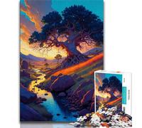 Puzzles for Adults Fantasy Oak Tree 1000 Piece Jigsaw Puzzle for Adults Teens,Birthday Present, Gifts, Wall Art for And Age 14 Years Up (26x38cm)