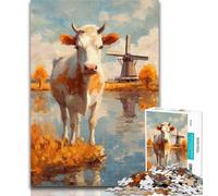 Puzzles for Adults Farm Cows Jigsaw Puzzles 1000 Pieces for Adults Teens,with Fully Interlocking Randomly Shaped Pieces for And 14 Years Old 26x38cm