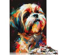 Puzzles for Adults Fierce Lhasa Apso Dog Art 1000 Piece Jigsaw Puzzle Wooden Jigsaw Puzzles for Adults & Kids Great Gift for Adults Size : 75x50cm