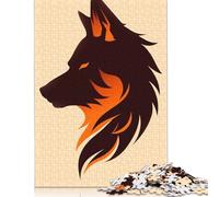 Puzzles for Adults Fierce Wolf Vector Portrait in Fiery Orange Tones 1000 Piece Jigsaw Puzzles Paper Jigsaw for Adults And Age 18 Years Up Impossible Puzzle 38x26cm/1000pcs