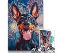 Puzzles for Adults Fireworks Doberman Jigsaws 1000 Pieces for Adults,Toys Educational Games Stress Relieving Parent-child Interaction 50x75cm