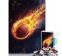 Puzzles for Adults Flame Basketball Puzzles 1000 Pieces for Adults,Wall Decoration Unique Birthday And Xmas Gifts Suitable for And 14 50x75cm