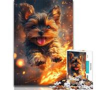 Puzzles for Adults Flame Yorkshire Terrier 1000 Pieces Jigsaw Puzzles for Adults And Teens,Family Game Birthday Gifts.Challenge High Difficulty 26x38cm