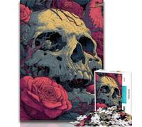 Puzzles for Adults Flower Skull 1000 Piece Jigsaw Puzzles for Teenagers,Classic Educational Games Beautiful Decoration 26x38cm