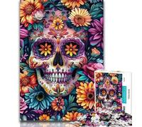 Puzzles for Adults Flower Skull Jigsaw Puzzles for Teenagers,Toys Educational Games Stress Relieving Parent-child Interaction 26x38cm