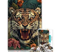 Puzzles for Adults Flowers And Tigers Puzzles for Teenagers 1000 Pieces,Relax Games Is Ideal As A Gift for The Whole Family (50x75cm)