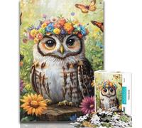 Puzzles for Adults Flowers Owl Jigsaw Puzzles for Teenagers,Toys Educational Games Stress Relieving Parent-child Interaction 26x38cm