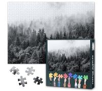 Puzzles for Adults Foerst, Jigsaw Puzzles for Adults 1000 - Black and White Misty Woods Art, Hard Impossible Puzzle 27.5x19.7 Inch, Educational Games for Family, Birthday Party Gift Idea