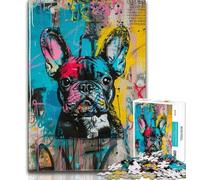 Puzzles for Adults French Bulldog Graffiti 1000 Piece Jigsaw Puzzles for Adults Gifts,Challenging Game And Family Play Secret Santa Gifts (26x38cm)