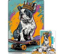 Puzzles for Adults French Bulldog Skateboarding 1000 Piece Jigsaw Puzzles for Teenagers,Educational Games Home Decoration Deal As Gifts for The Whole Family (38x26cm)
