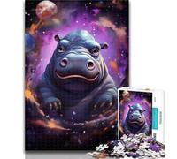 Puzzles for Adults Galaxies Hippos Adult Jigsaws 1000 Piece,with Fully Interlocking Randomly Shaped Pieces for And 14 Years Old 26x38cm