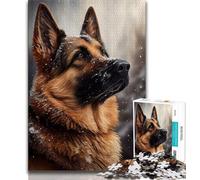 Puzzles for Adults German Shepherd Snow 1000 Piece Jigsaw Puzzle for Adults Teens,Birthday Present, Gifts, Wall Art for And Age 14 Years Up (26x38cm)