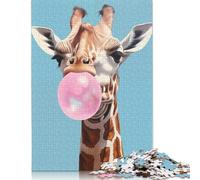 Puzzles for Adults Giraffe Blowing Bubble Gum 1000 Piece Jigsaw Puzzles Wood Jigsaw for Adults And Age 18 Years Up Impossible Puzzle 1000pcs (75x50cm)