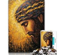 Puzzles for Adults Golden Jesus Jigsaws 1000 Pieces for Adults,Toys Educational Games Stress Relieving Parent-child Interaction 26x38cm