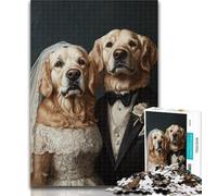Puzzles for Adults Golden Retriever Couple Adult Jigsaws 1000 Piece,with Fully Interlocking Randomly Shaped Pieces for And 14 Years Old 50x75cm