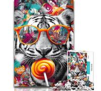 Puzzles for Adults Graffiti Tiger Jigsaws Puzzles 1000 Pieces for Teenagers Gifts,Train Your Brain And Hands Birthday Present, Gifts 26x38cm