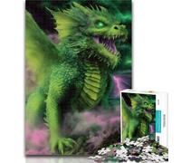 Puzzles for Adults Green Flying Dragon Jigsaws Puzzles 1000 Pieces for Adults Gifts,Family Entertainment Toys Is Ideal As A Gift for The Whole Family 50x75cm