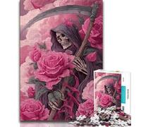 Puzzles for Adults Grim Reaper Pink 1000 Piece Jigsaw Puzzles for Teenagers Gifts,Toys Educational Games Stress Relieving Wall Decoration (50x75cm)
