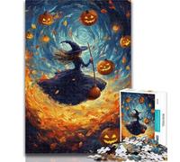 Puzzles for Adults Halloween Witch Jigsaws Puzzles 1000 Pieces for Adults Gifts,Family Entertainment Toys Is Ideal As A Gift for The Whole Family 26x38cm