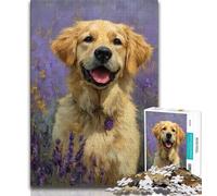 Puzzles for Adults Happy Golden Retriever Jigsaw Puzzles for Adults 1000 Pieces,Educational Stress Relief Toy Great Gifts And Toys (26x38cm)