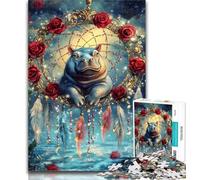 Puzzles for Adults Hippo Dream Catcher Adult Jigsaw Puzzles 1000 Pieces,Family Game Stress Reliever Difficult Challenge Great Gifts And Toys 26x38cm