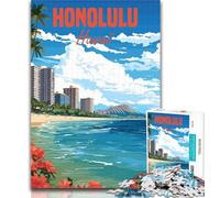 Puzzles for Adults Honolulu Hawaii 1000 Piece Jigsaw Puzzle for Adults Teens,Birthday Present, Gifts, Wall Art for And Age 14 Years Up 26x38cm