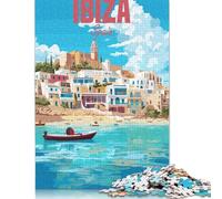 Puzzles for Adults Ibiza Spain Travel Poster 1000 Piece Jigsaw Puzzles Wood Puzzle for Adults And Age 18 Years Up Puzzle Fun Puzzles Games 1000pcs (75x50cm)