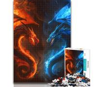 Puzzles for Adults Ice And Fire Dragon 1000 Pieces Jigsaw Puzzles for Adults And Teens,with Fully Interlocking Randomly Shaped Pieces for And 14 Years Old 26x38cm