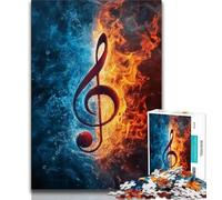 Puzzles for Adults Ice And Fire Musical Symbols Adult Jigsaws 1000 Piece,with Fully Interlocking Randomly Shaped Pieces for And 14 Years Old (26x38cm)