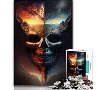 Puzzles for Adults Ice And Fire Skull Puzzles 1000 Pieces for Teenagers,Decompressing Intellectual Educational Toy Birthday Present, Gifts 50x75cm