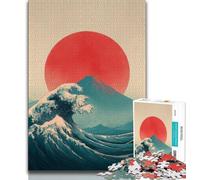 Puzzles for Adults Japanese Style Waves Adult Jigsaws 1000 Piece,with Fully Interlocking Randomly Shaped Pieces for And 14 Years Old (26x38cm)