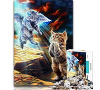 Puzzles for Adults Jesus Cat Praying 1000 Piece Jigsaw Puzzles for Adults Gifts,with Matching Poster And Trivia Sheet for Age 14 (50x75cm)