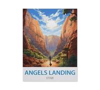 Puzzles for Adults Jigsaw Puzzles 1000 Pieces for Adults Kids，Angels Landing Utah Vintage Travel Posters，Artwork Intellective Educational Toys Gifts38x52cm-CW66