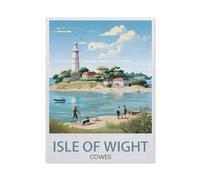 Puzzles for Adults Jigsaw Puzzles 1000 Pieces for Adults Kids，Cowes Isle of Wight Vintage Travel Poster Lighthouse，Artwork Intellective Educational Toys Gifts（50x70cm）-AG40