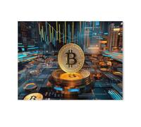Puzzles for Adults Jigsaw Puzzles 1000 Pieces for Adults Kids，CRYPTO Art: Bitcoin and Charts，Paper Puzzle Jigsaw Puzzle Artwork Intellective Educational Toys Gifts（38x26cm）-AC99