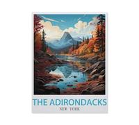 Puzzles for Adults Jigsaw Puzzles 1000 Pieces for Adults Kids，The Adirondacks New York Vintage Travel Poster，paper Puzzle Jigsaw Puzzle Artwork Intellective Educational Toys Gifts（38x26cm）-BB21