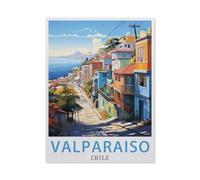 Puzzles for Adults Jigsaw Puzzles 1000 Pieces for Adults Kids,Valparaiso Chile Vintage Travel Poster,Artwork Intellective Educational Toys Gifts(50x70cm)-BB24