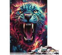 Puzzles for Adults & Kids Colorful Psychedelia of Cute Little Cosmic Leopards Adult Jigsaw Puzzle 尺寸 Wood Puzzle Suitable for Adults And Children over 12 Years Old Great Gift for Adults 500pcs (52x38c