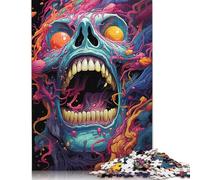 Puzzles for Adults & Kids Colorful Psychedelic Evil Monster Adult Jigsaw Puzzle 尺寸 Wood Puzzle Suitable for Adults And Children over 12 Years Old Great Gift for Adults 500pcs (52x38cm)
