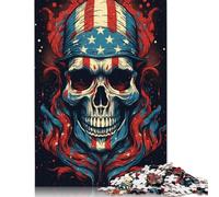 Puzzles for Adults & Kids Colorful Psychedelic Skull And America Adult Jigsaw Puzzle 尺寸 Wood Puzzle Suitable for Adults And Children over 12 Years Old Great Gift for Adults 500pcs (52x38cm)