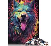 Puzzles for Adults & Kids Future Colorful Psychedelic Dog54 Adult Jigsaw Puzzle 尺寸 Wood Puzzle Suitable for Adults And Children over 12 Years Old Great Gift for Adults 500pcs (52x38cm)