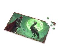 Puzzles For Adults Knight In Armor Faces A Giant Bird Against A Full Moon Picture Puzzle Gifts For 5 Year Old Girls Puzzles For Adults(300PCS)