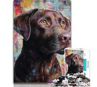 Puzzles for Adults Labrador Retriever Oil Painting Jigsaw Puzzles for Adults,for Educational Game Challenge Toy Artists Collection, Fine Art (26x38cm)