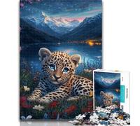 Puzzles for Adults Leopard Baby 1000 Pieces Jigsaw Puzzles for Adults And Teens,with Fully Interlocking Randomly Shaped Pieces for And 14 Years Old 26x38cm